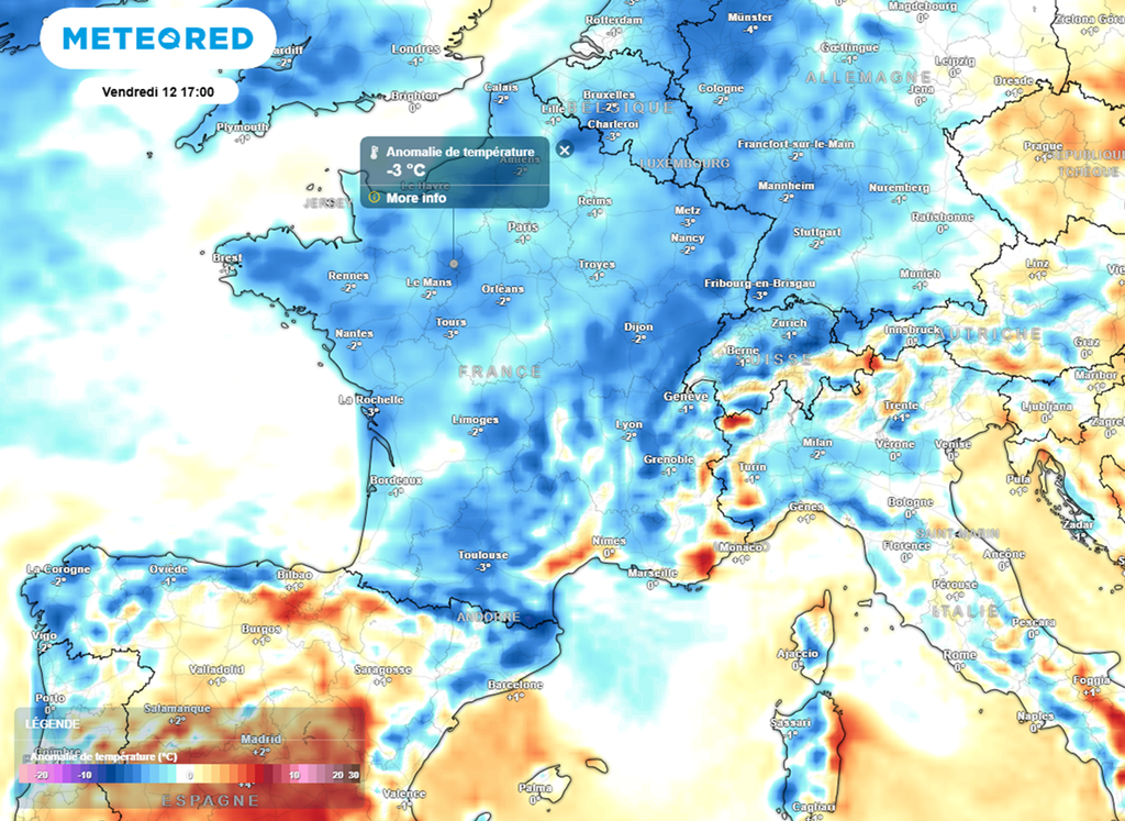 En fin de semaine, les températures seront situées 2 à 3°C en dessous des normales de saison.