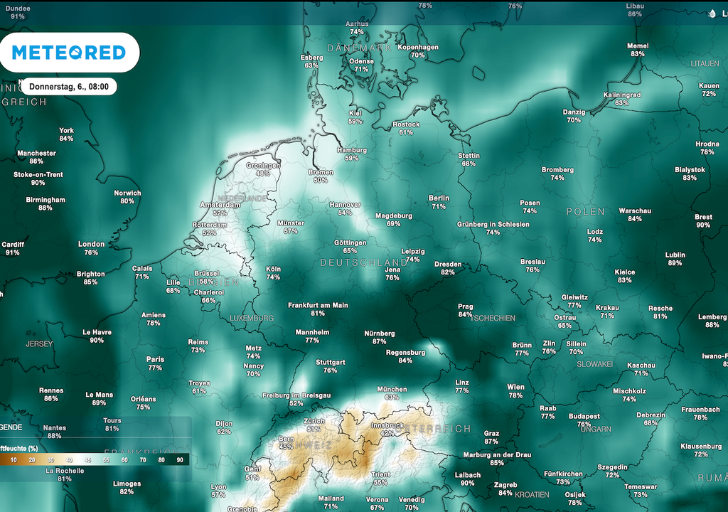 Hoch Vianelde, Deutschland, GFS-Modellkarte, Luftmassen,Donau Hoch Vianelde, Deutschland, GFS-Modellkarte, Luftmassen,Donau
