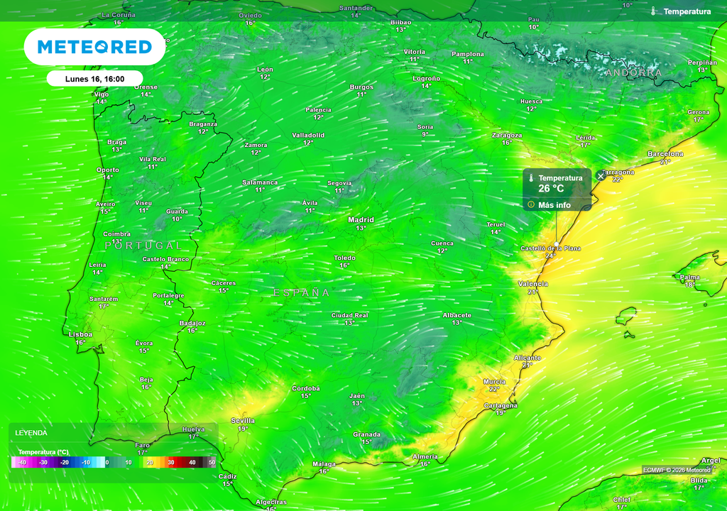 En la provincia de Castellón se alcanzarán los 26 ºC.