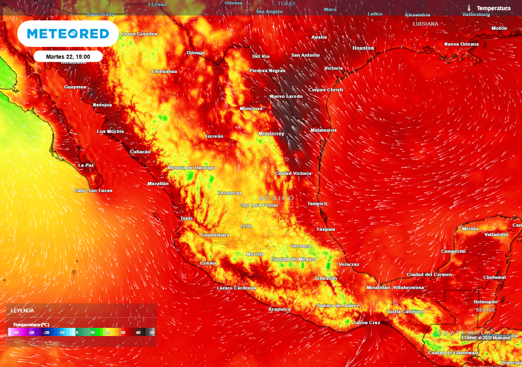 Pronóstico de temperaturas en grados Celsius