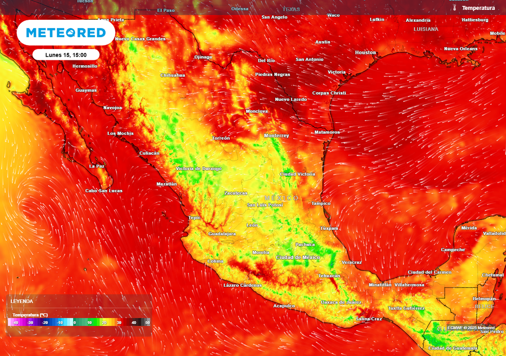 Pronóstico de temperaturas en grados Celsius