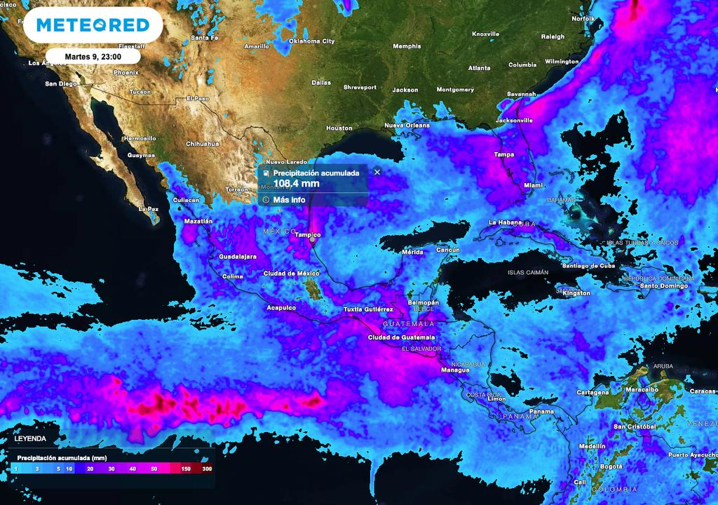Lluvias acumuladas en 24 horas, martes 29 de septiembre