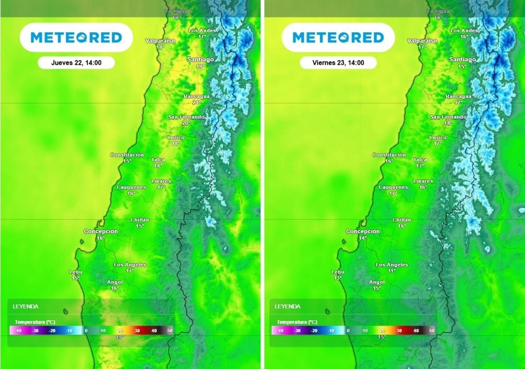 Durante la jornada del viernes habrá un pequeño descenso de las temperaturas máximas en gran parte de Chile central.