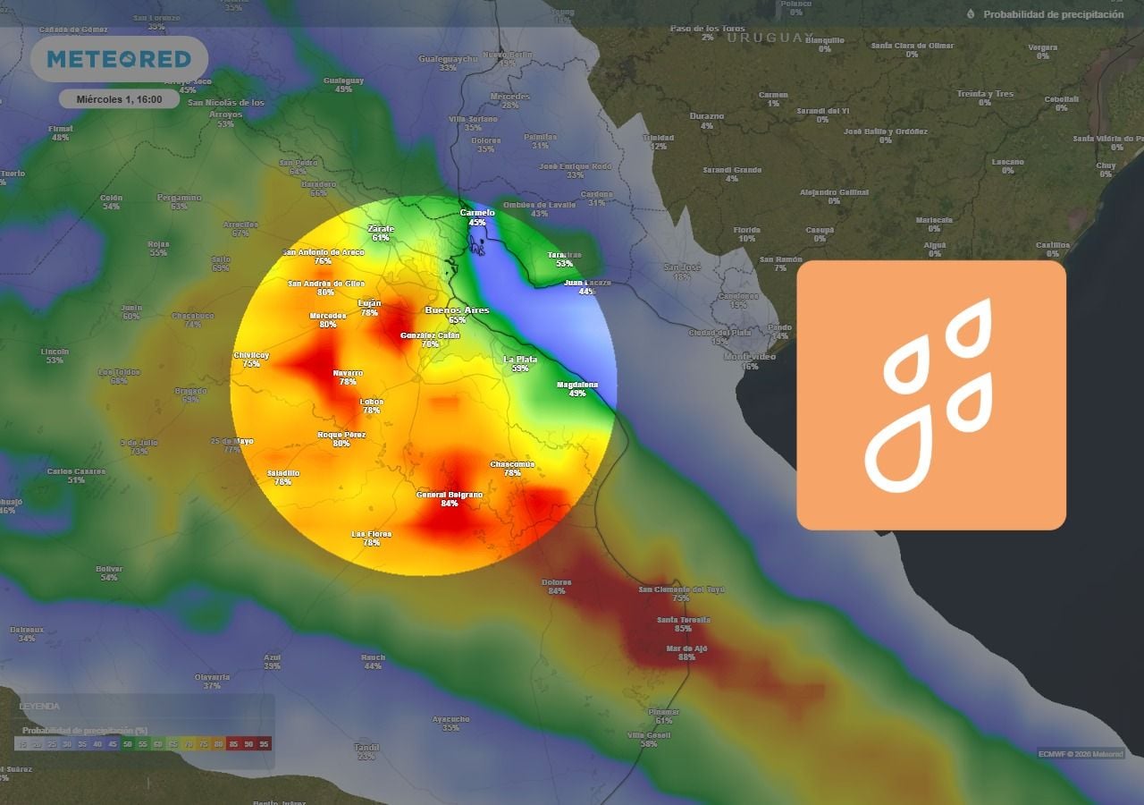El miércoles 1° de abril existen altas probabilidades de precipitación nuevamente sobre el AMBA.