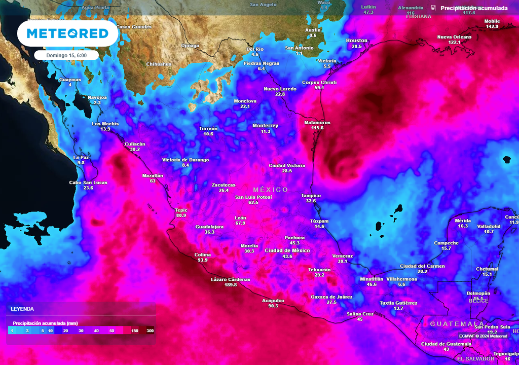 Pronóstico de lluvia acumulada en milímetros