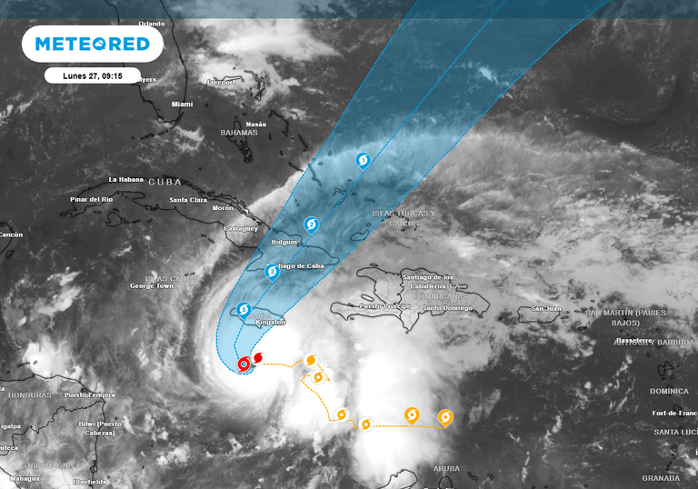 El huracán Melissa, de categoría 4-5, podría generar acumulados de hasta 1000 l/m2 con efectos catastróficos y mortales