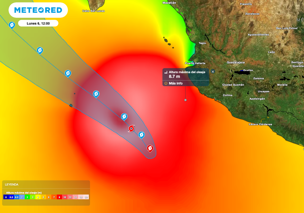 Priscilla con oleaje de 6 a 9 metros