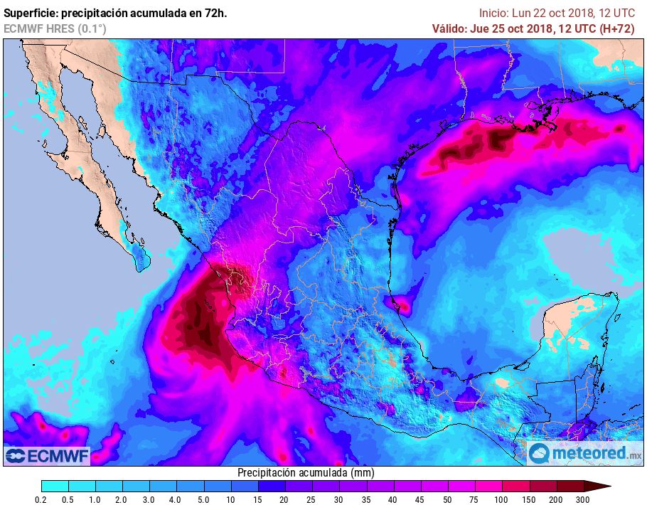 Modelo ECMWF. Precipitaciones acumuladas próximas 72 horas Modelo ECMWF. Precipitaciones acumuladas próximas 72 horas