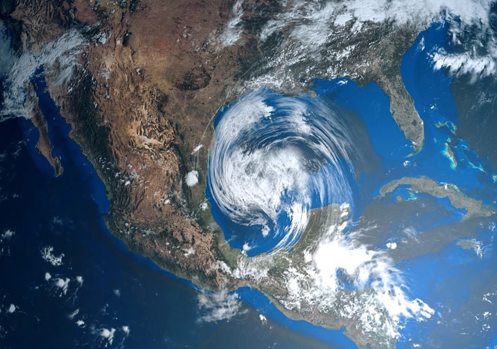 Imagem de satélite, furacão, Oceano Atlântico
