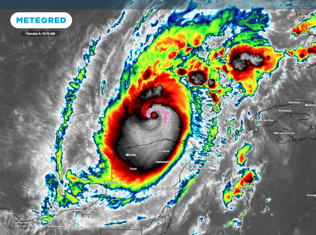 Infrared satellite image of powerful Hurricane Milton Tuesday morning.