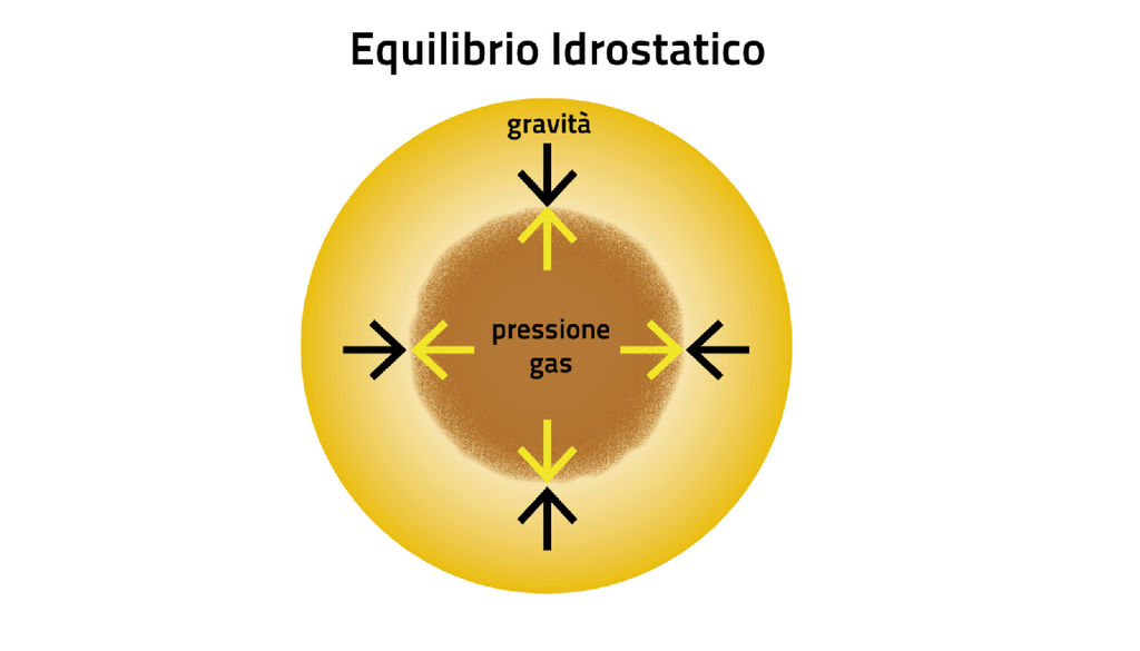 Equilibrio idrostatico Quando la forza di gravità viene interamente bilanciata dalla pressione interna del gas si raggiunge una condizione di "equilibrio idrostatico". Credit: http://www.oa-abruzzo.inaf.it/CRISTALLO/periodictable2019_ita.html