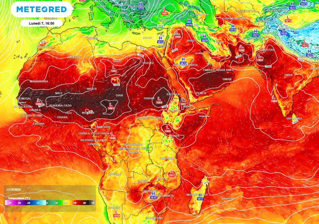 Caldo estremo sull'area tropicale.