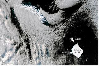 Tras 40 años a la deriva en aguas abiertas, el histórico iceberg antártico A-23A sigue siendo el mayor del mundo