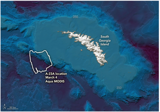 El actual iceberg más grande la Tierra, A-23A, se detiene frente a la isla Georgia del Sur