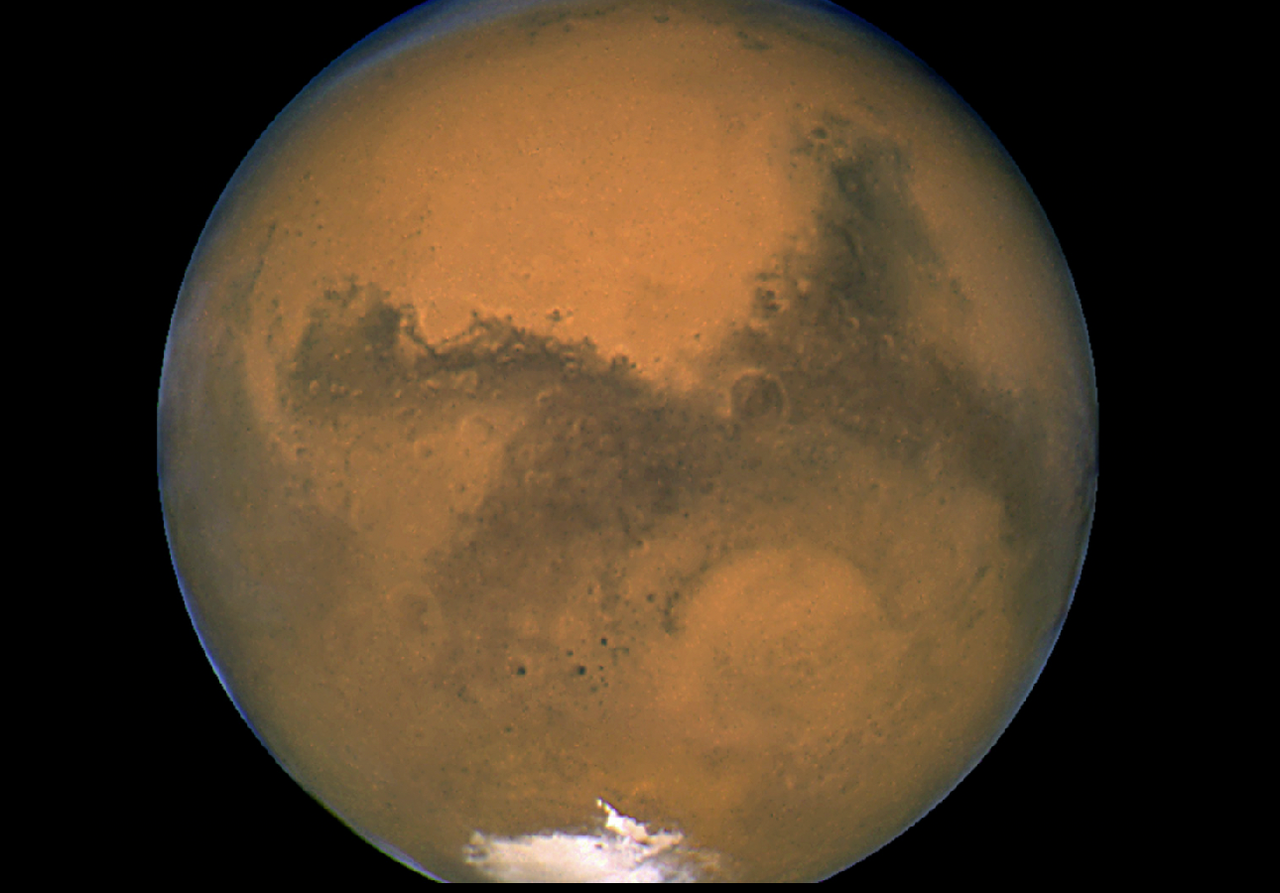 Immagine del pianeta Marte ripresa dal telescopio spaziale Hubble. Credit: Credit: NASA/ESA, J. Bell (Cornell U.) and M. Wolff (SSI)