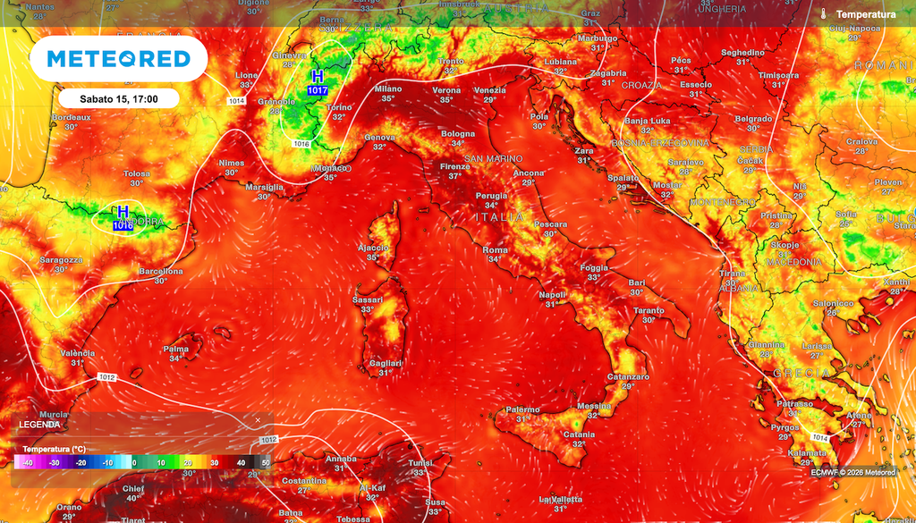 Temperature previste il giorno di Ferragosto, che sarà molto caldo in tutt'Italia.