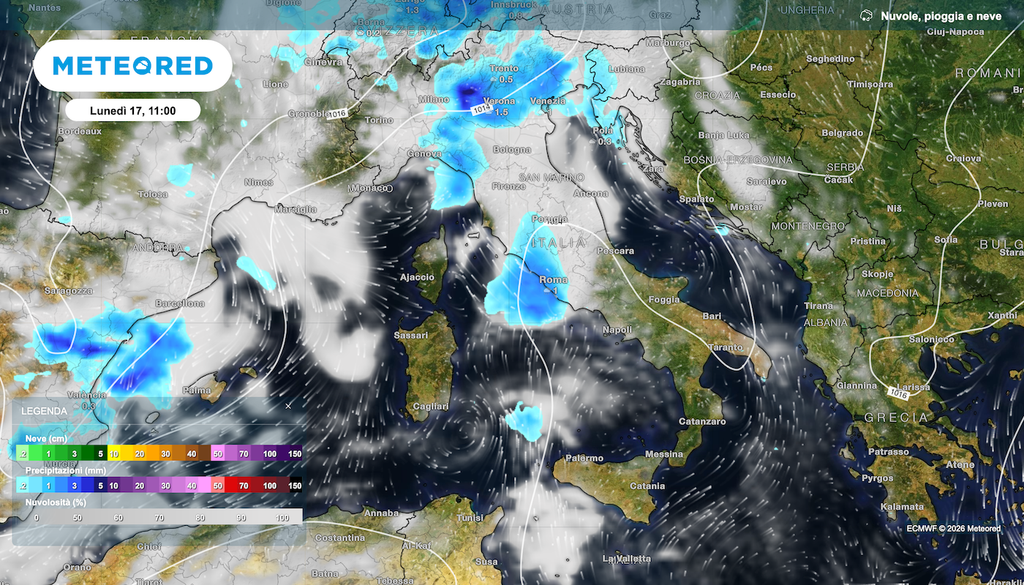 Ecco le piogge, sotto forma di temporali, previste a inizio della prossima settimana.