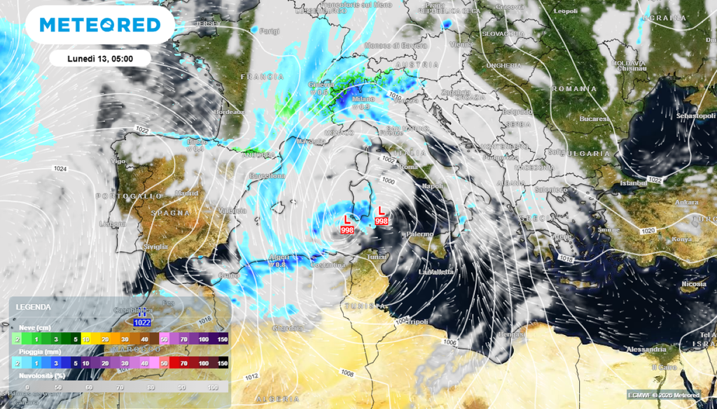 Dalla prossima settimana il Mediterraneo sarà sede di diversi cicloni extratropicali e gocce fredde che causeranno delle ondate di maltempo.