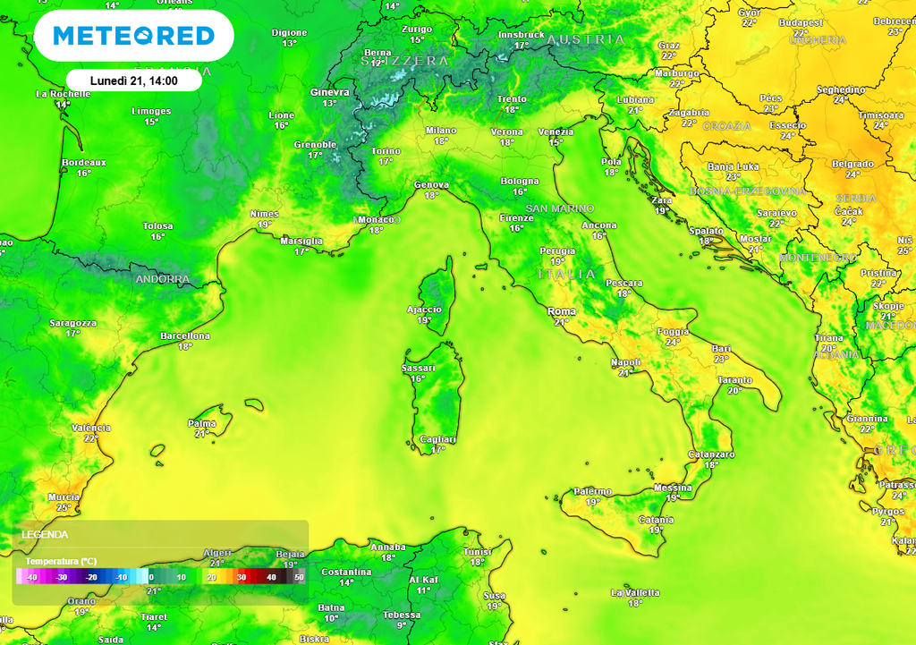 Temperature massime per Pasquetta, gradevoli da Nord a Sud Temperature massime per Pasquetta, gradevoli da Nord a Sud