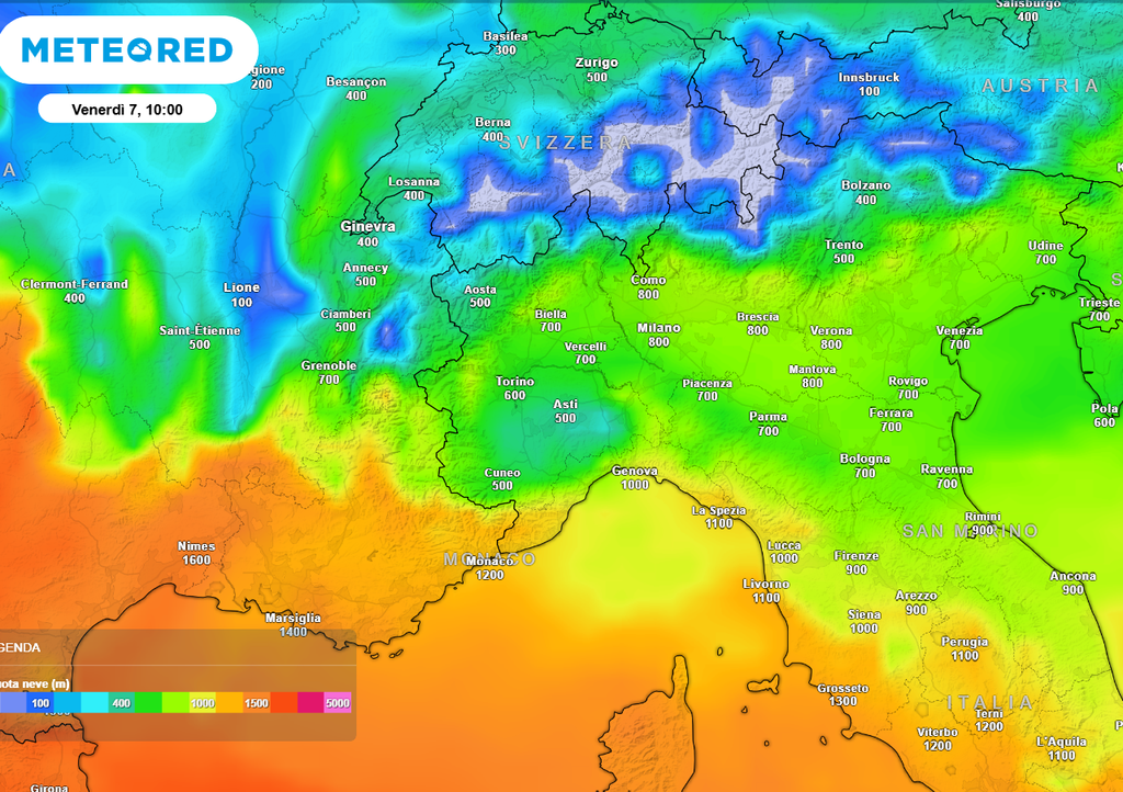 Possibile neve in pianura in Piemonte nel fine settimana