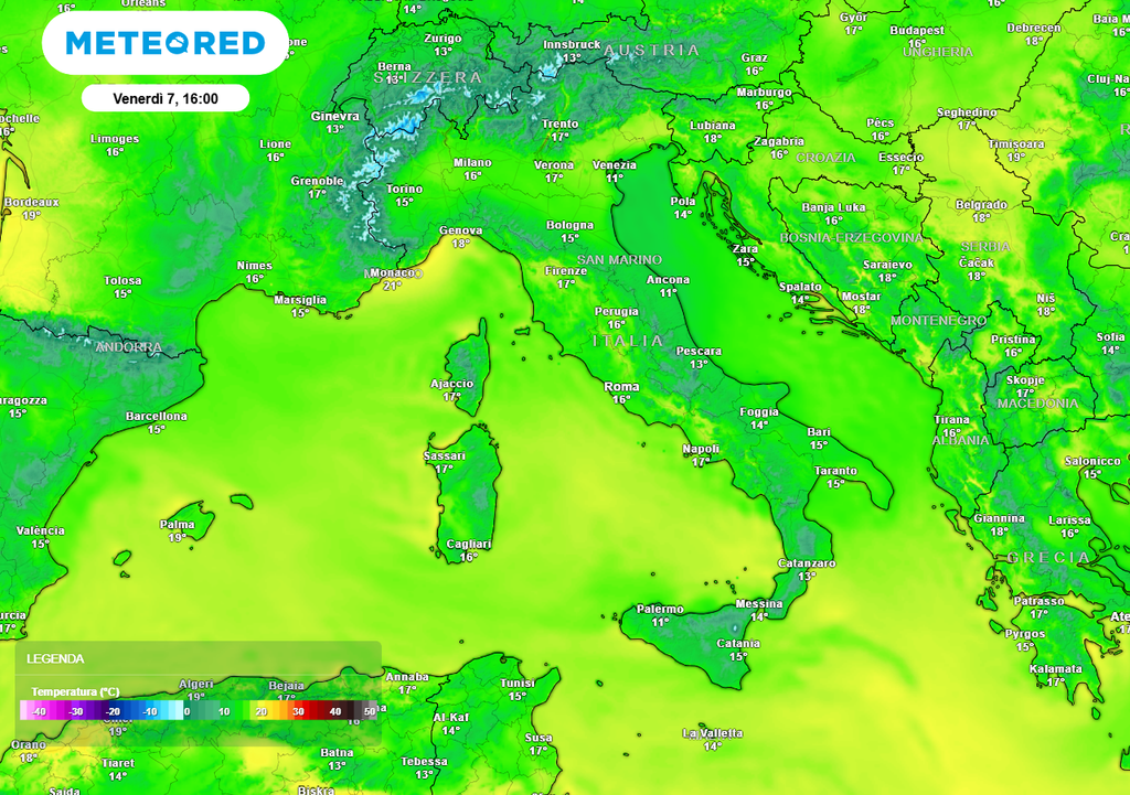 Previste da Nord a Sud valori di temperatura massima largamente compresi tra 15 e 18°C, di diversi gradi sopra alla media del periodo quindi per le regioni settentrionali. Previste da Nord a Sud valori di temperatura massima largamente compresi tra 15 e 18°C, di diversi gradi sopra alla media del periodo quindi per le regioni settentrionali.