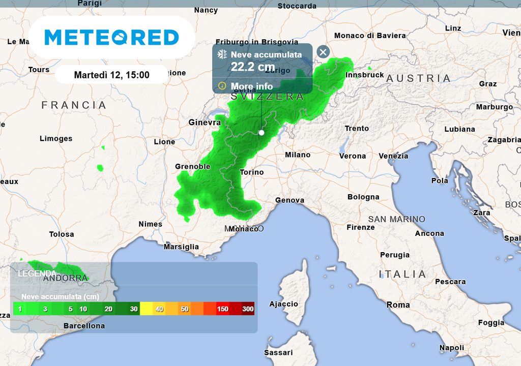 Accumuli fino a 20 cm di neve fresca sui settori alpini occidentali