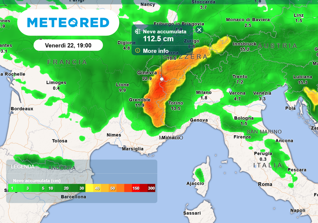 Accumuli di neve di oltre un metro sulle Alpi tra Francia e Piemonte