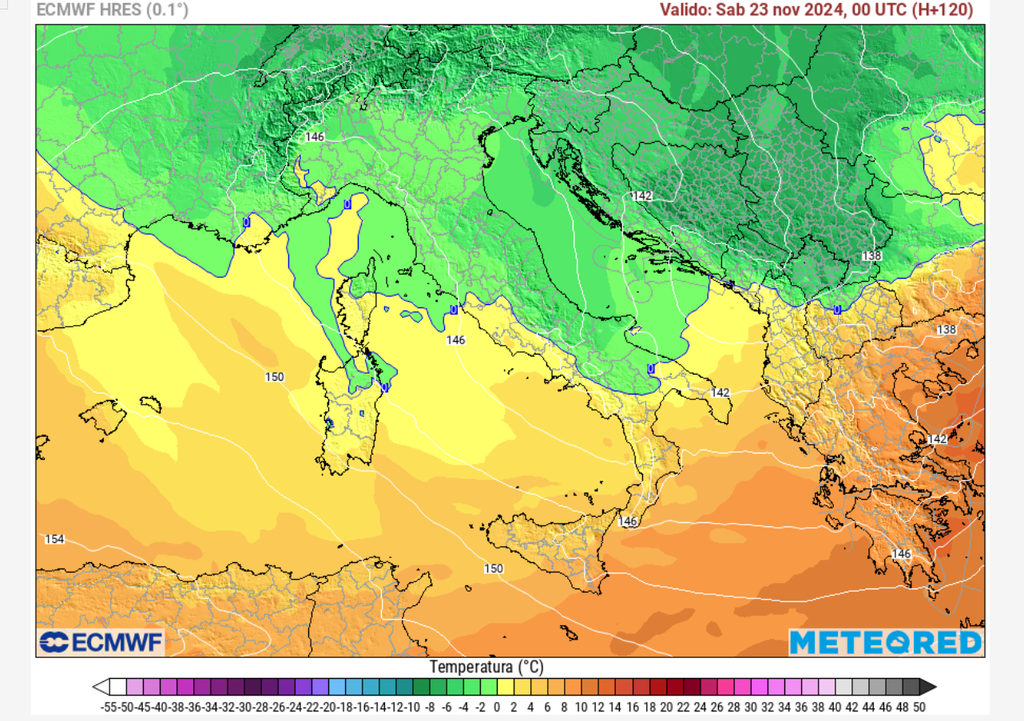 Seconda irruzione di aria fredda prevista per sabato 23 novembre