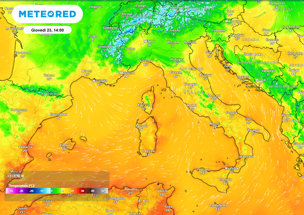 Temperature in generale aumento verso metà settimana