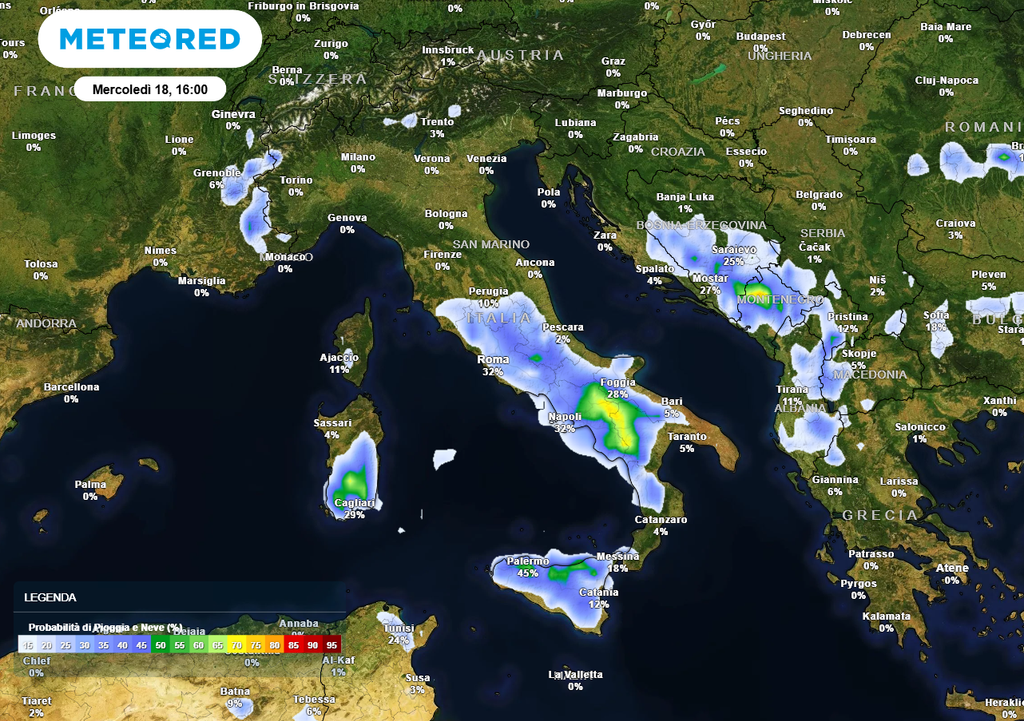Migliora il tempo al Nord, piogge e temporali arrivano al Sud a metà settimana