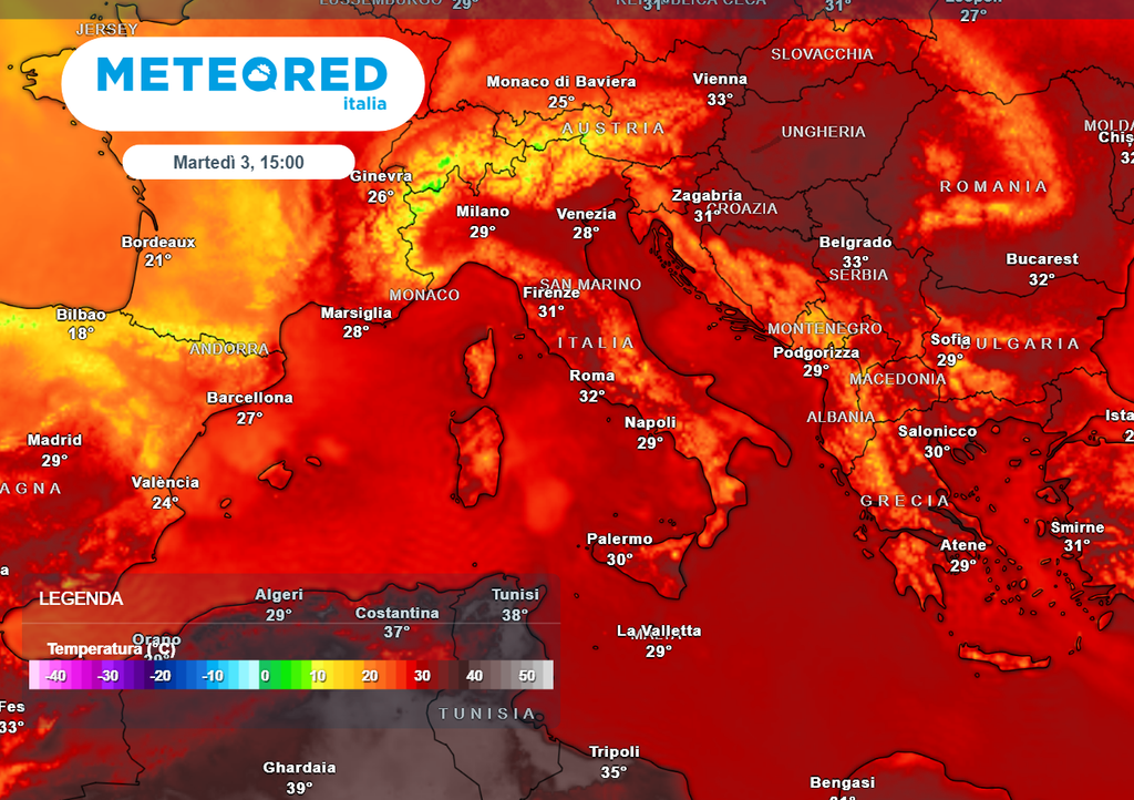 Temperature lieve in calo, più sensibile al Nord