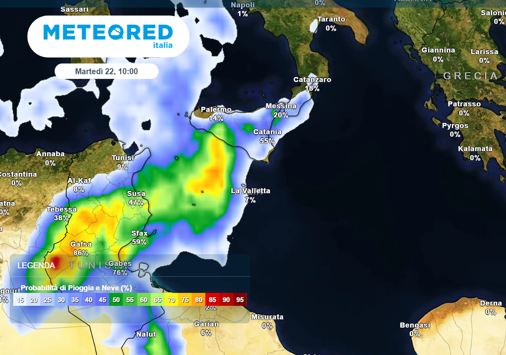 Probabile passaggio temporalesco domani sulla Sicilia orientale Probabile passaggio temporalesco domani sulla Sicilia orientale