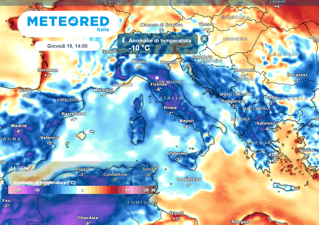 Temperature ancora di molto inferiori alla media del periodo