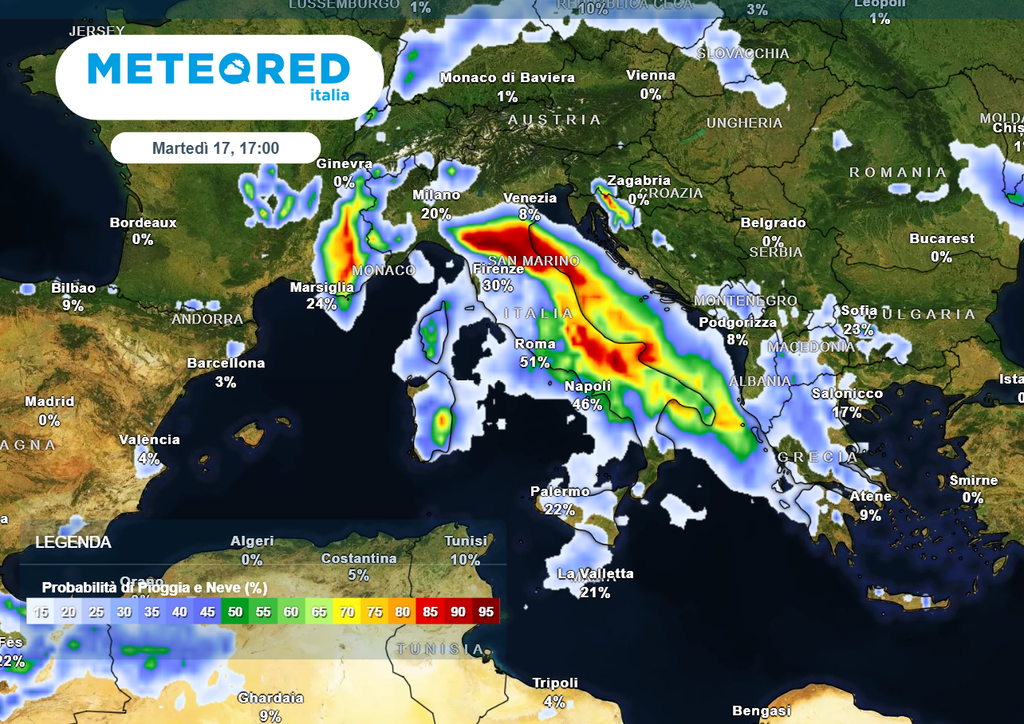 Sarà il versante adriatico ad essere maggiormente interessato dalle precipitazioni