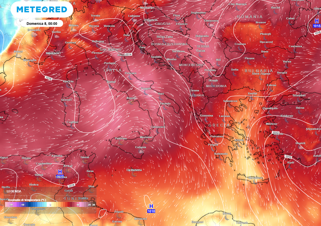 Caldo verso l'Italia.