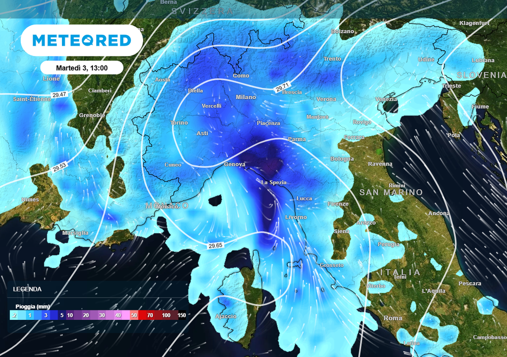 Martedì 3 il flusso di aria umida ed instabile impatterà sul Centro-Nord.