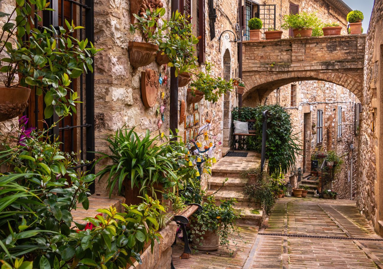 Uno scorcio del vivace borgo dell'Umbria