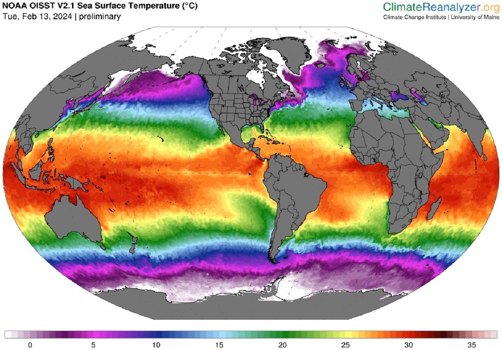 Ocean temperature map