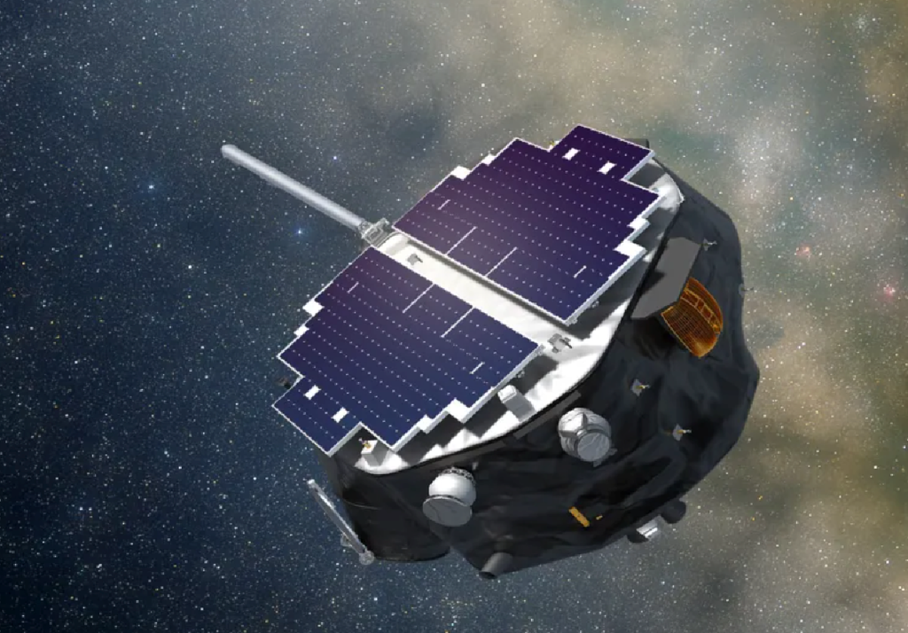 Rendering del satellite IMAP (Interstellar Mapping and Acceleration Probe) della NASA. Credit: NASA