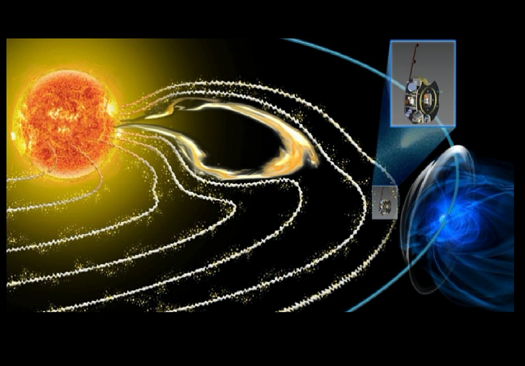 In orbita attorno al punto L1 Sole-Terra, IMAP è situato in una posizione ideale e fornisce osservazioni in situ complete per l'accelerazione delle particelle, fornendo al contempo osservazioni del vento solare in tempo reale come quelle raccolte dallo strumento ACE (Advanced Composition Explorer), ma a cadenze più elevate e con osservazioni aggiuntive necessarie per migliorare le previsioni in tempo reale. Credit: team IMAP