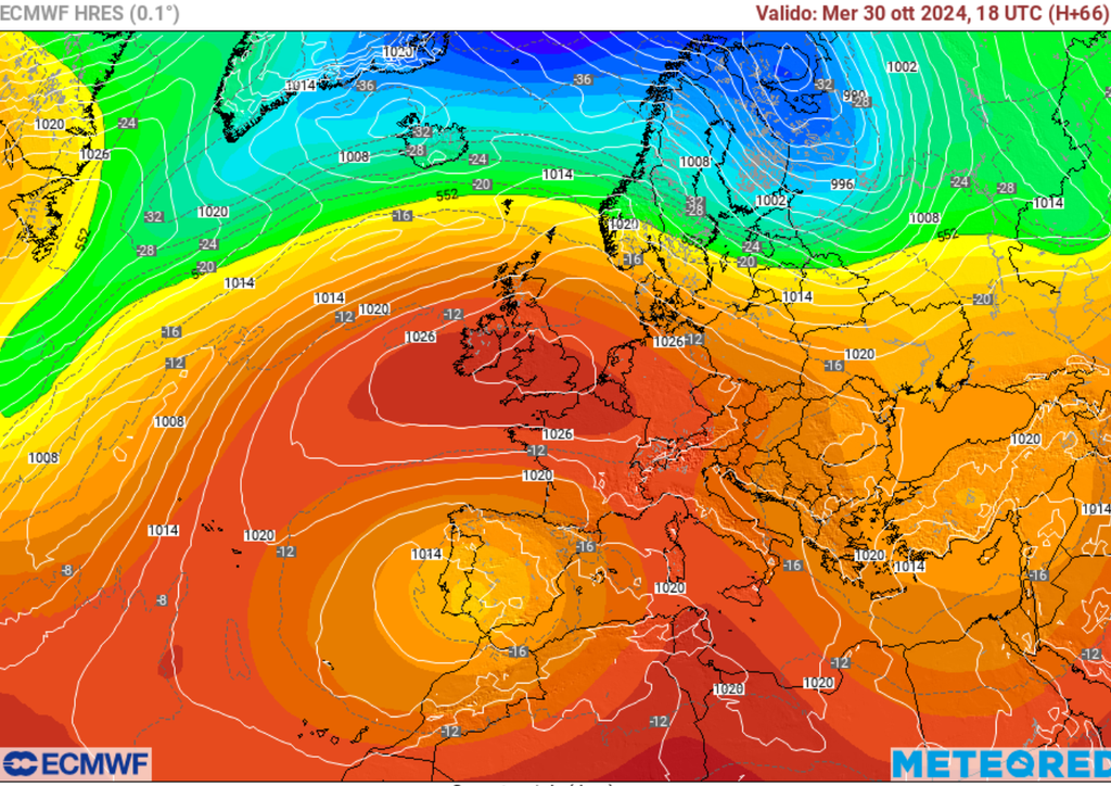 Cuneo di alta pressione dal Nord Africa alla Gran Bretagna