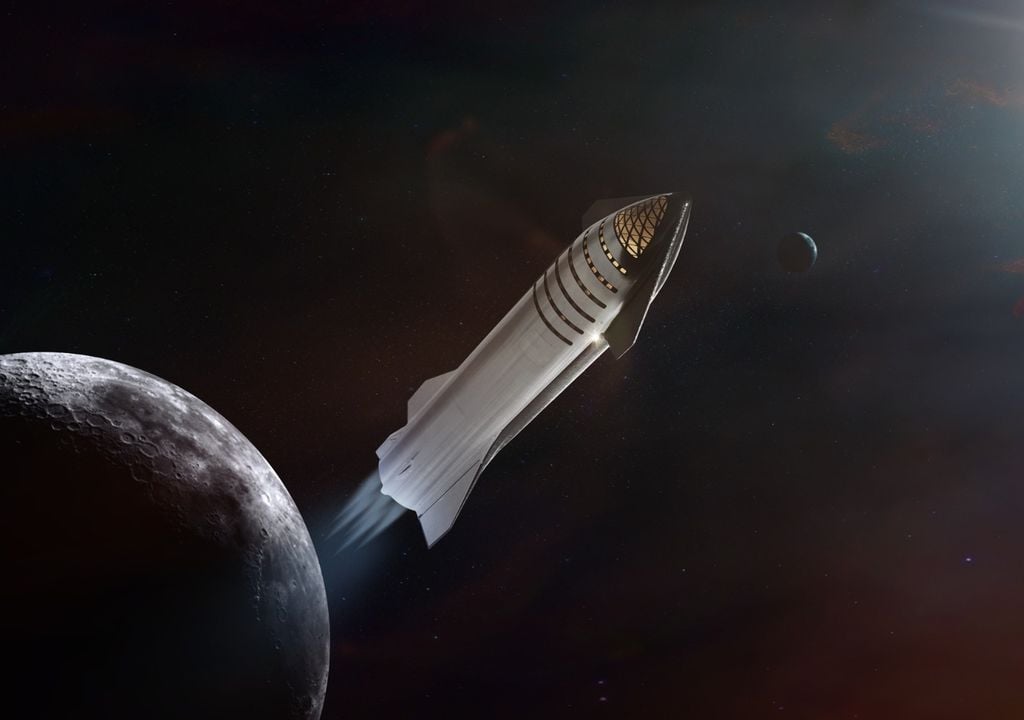 A differenza della Starship, che nel rientro espone la sua ampia superficie ventrale, il Super Heavy rientra con i motori rivolti in basso, con onde d'urto caotiche intorno alla sezione dei motori che distribuiscono il calore.