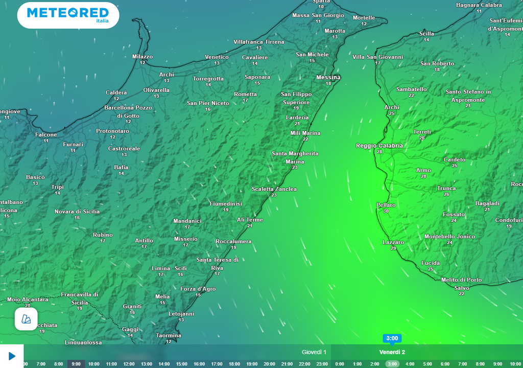 vento Cavaliere, Stretto di Messina