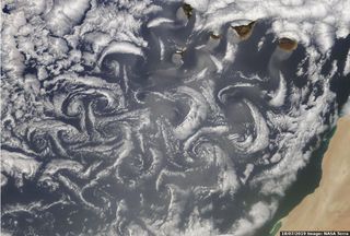 Imagen del mes de la Met Office: vórtices de von Kármán en Canarias