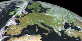 Imagen multiespectral del MSG (Meteosat Second Generation) de una Europa limpia de nubes