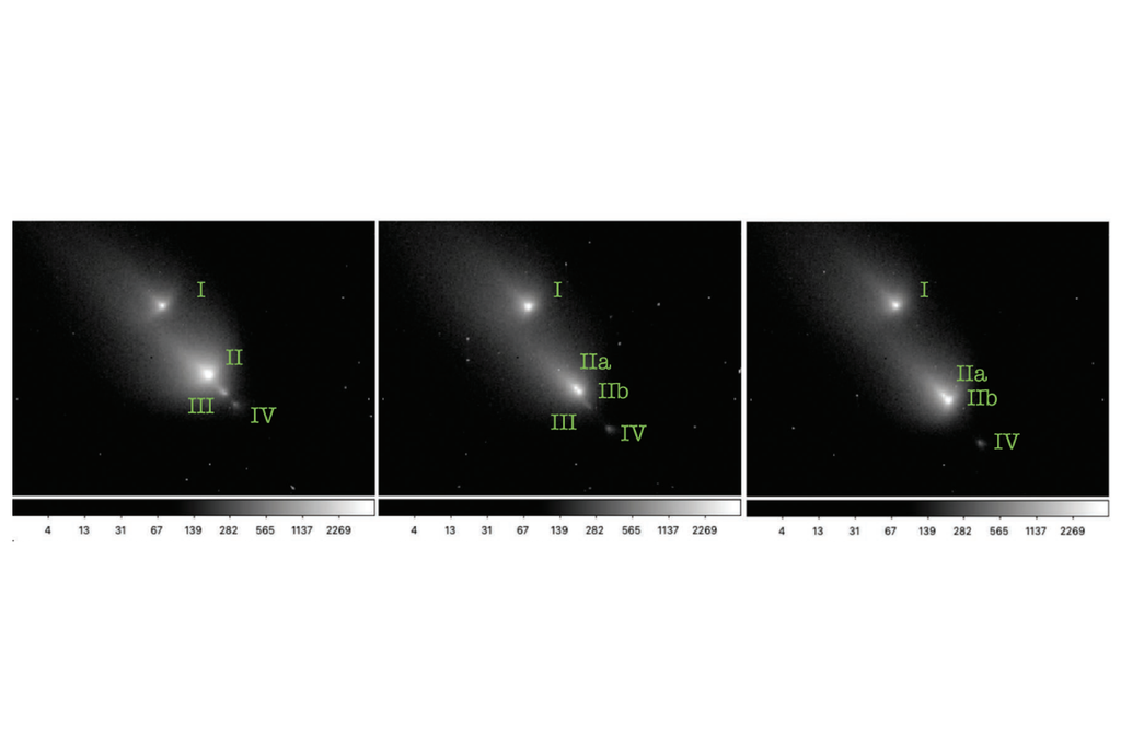 A observação revelou detalhes do interior dos cometas e ajudou a compreender melhor os processos físicos envolvidos em sua fragmentação. Crédito: Bodewits et al. 2026