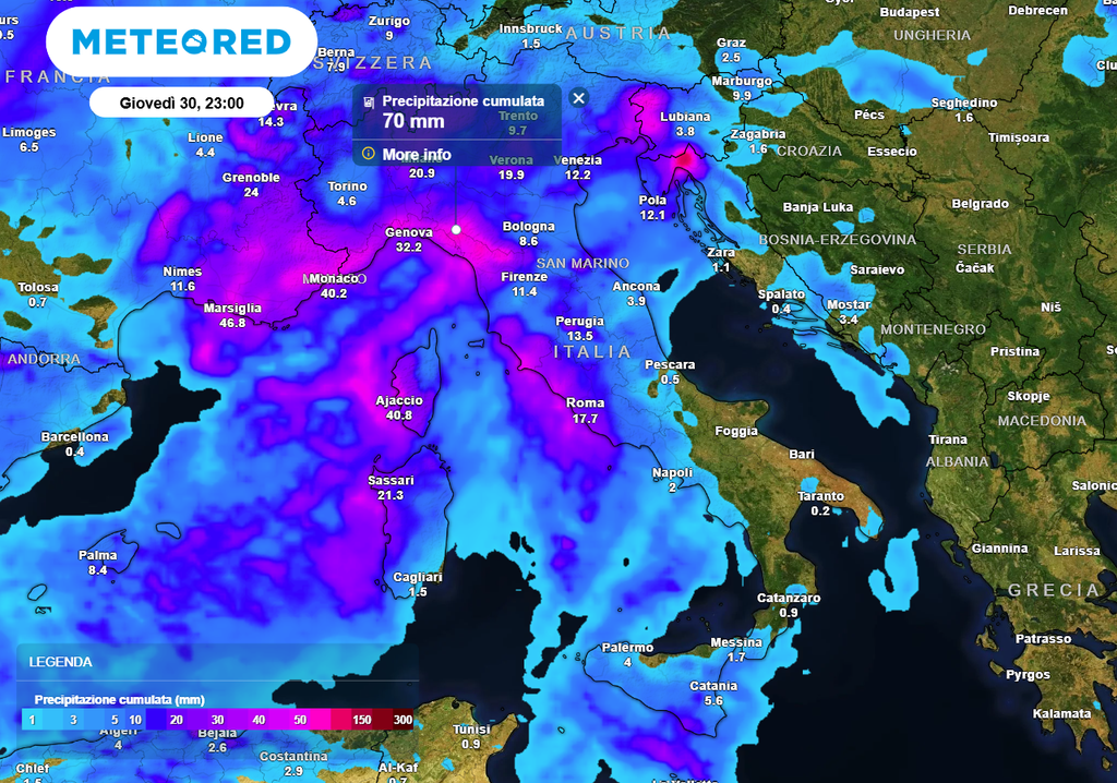 Domani pioverà di più su fascia tirrenica e pedemontane del Nord-Est. Domani pioverà di più su fascia tirrenica e pedemontane del Nord-Est.