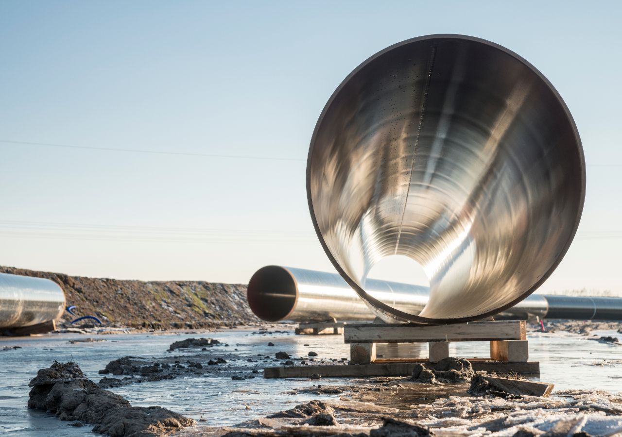 Estrutura tubular, idêntica á utilizada para construir o Nord Stream, pronta a ser utilizada.