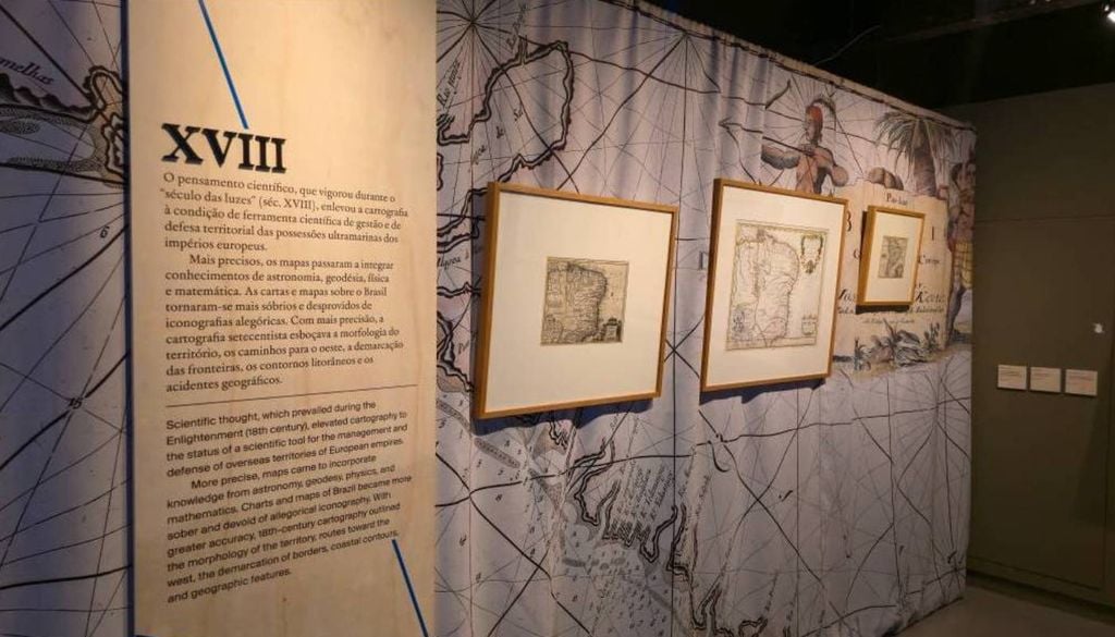 No século 18, sob influência do pensamento iluminista, notamos que os mapas se tornam mais técnicos, mais sóbrios. Crédito: Cecília Carrilho/Arquivo pessoal.