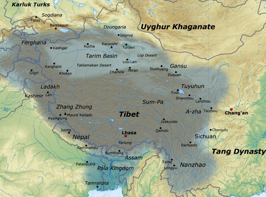 império tibetano, mapa